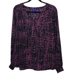 Apt 9 Purple Black Long Sleeve Blouse